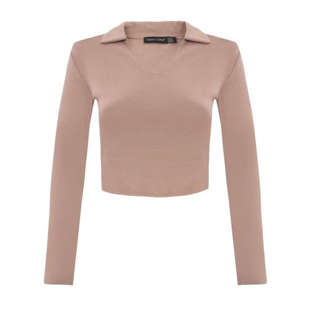 I Saw It First Womens/Ladies Collared Long-Sleeved Top / Mocha